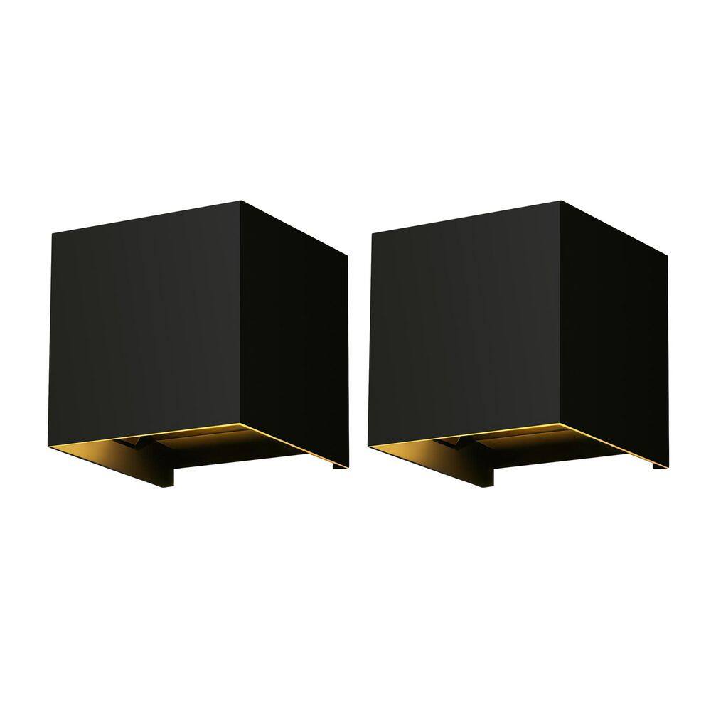 4.72 in. 2-Light Matte Black Large Size Aluminum Cube LED Outdoor Wall Sconce with Adjustable Light Beam, IP65 (2-Pack) price history on PriceWatchPro
