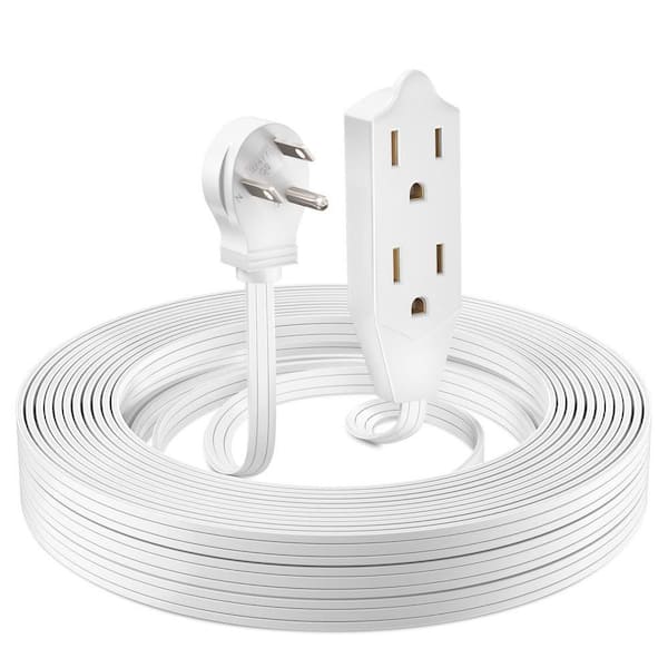 50 ft. 16 / 3 Light Duty Indoor Extension Cord with Angled  Plug 3-Outlet 13 Amp White