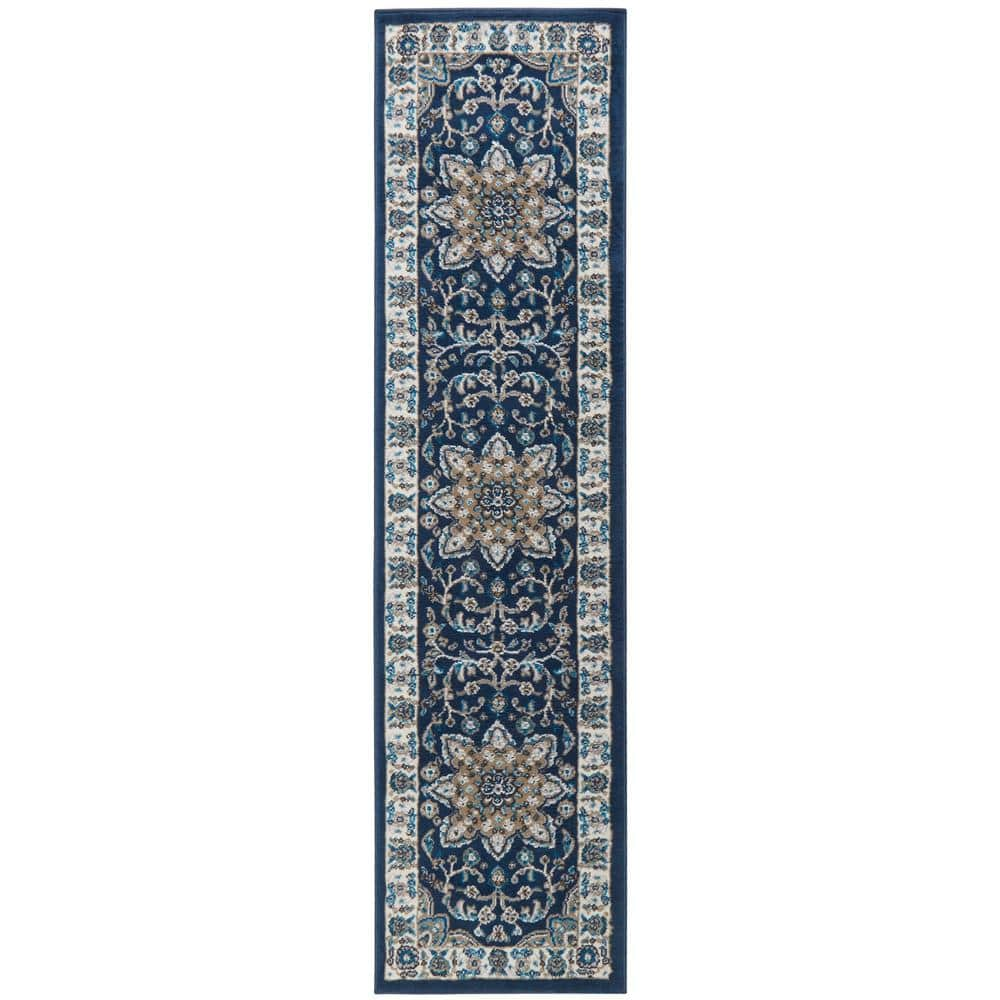 Home Dynamix Tremont Magnolia Navy Blue/Ivory 2 ft. x 7 ft. Medallion ...