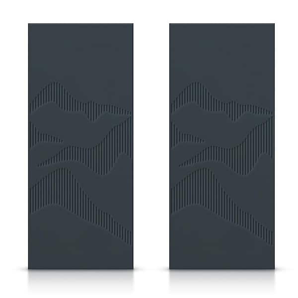 CALHOME 72 in. x 80 in. Hollow Core Charcoal Gray Painted Composite MDF Interior Double Closet Sliding Doors