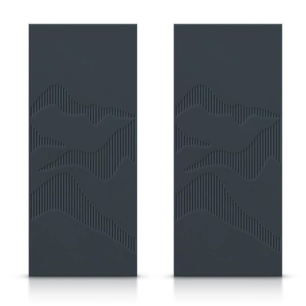 CALHOME 60 in. x 96 in. Hollow Core Charcoal Gray Painted Composite MDF Interior Double Closet Sliding Doors