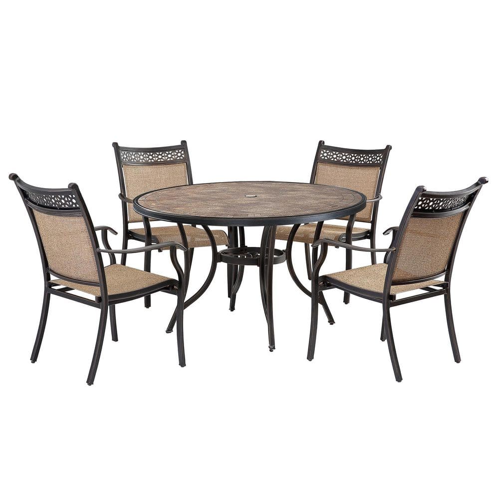 Mondawe 5Piece Aluminum Outdoor Dining Set with Pattern Sling Arm