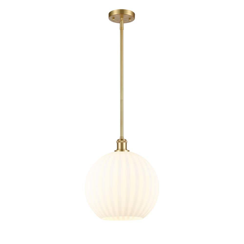 White Venetian 100-Watt 1-Light Satin Gold Shaded Mini Pendant Light with Painted Glass Shade price history on PriceWatchPro