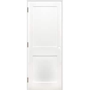 32 in. x 80 in. Shaker 2-Panel Solid Core Primed Pine Reversible Single Prehung Interior Door with Satin Nickel Hinges