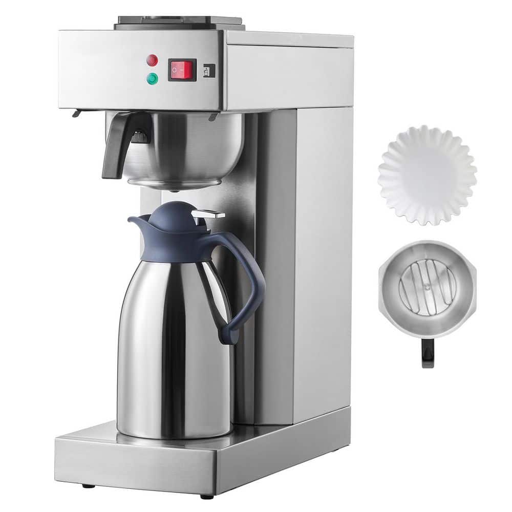 12 Cups Stainless Steel Drip Coffee Maker with Thermal Carafe to Keep Warm or Cold for Restaurant, Office, Cafe