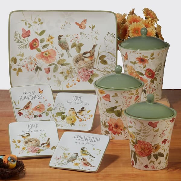 Birdhouse Ceramic Kitchen Canisters Set Birdhouse Canister Set on