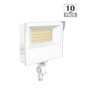 175-Watt Equivalent 4500-8400 Lumens White Integrated LED Flood Light Adjustable and CCT with Photocell (10-Pack)