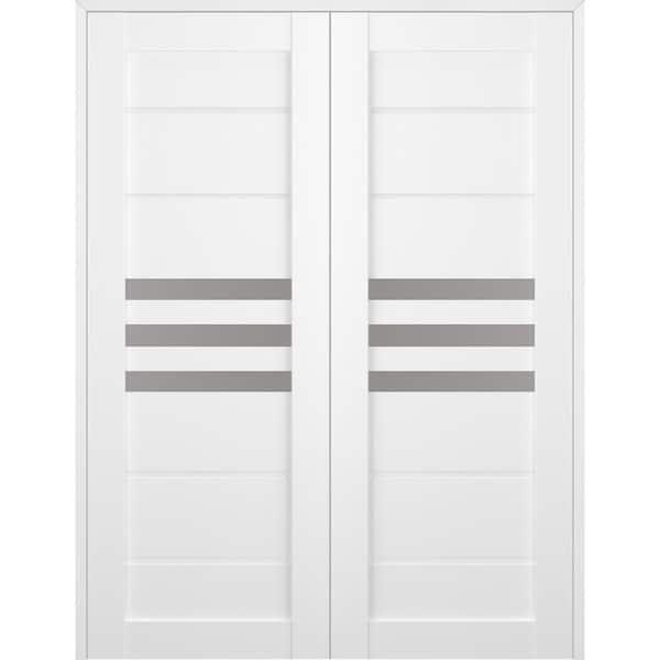 Dome 36 in. x 96 in. Both Active 3-Lite Bianco Noble Wood Composite Double Prehung Interior Door