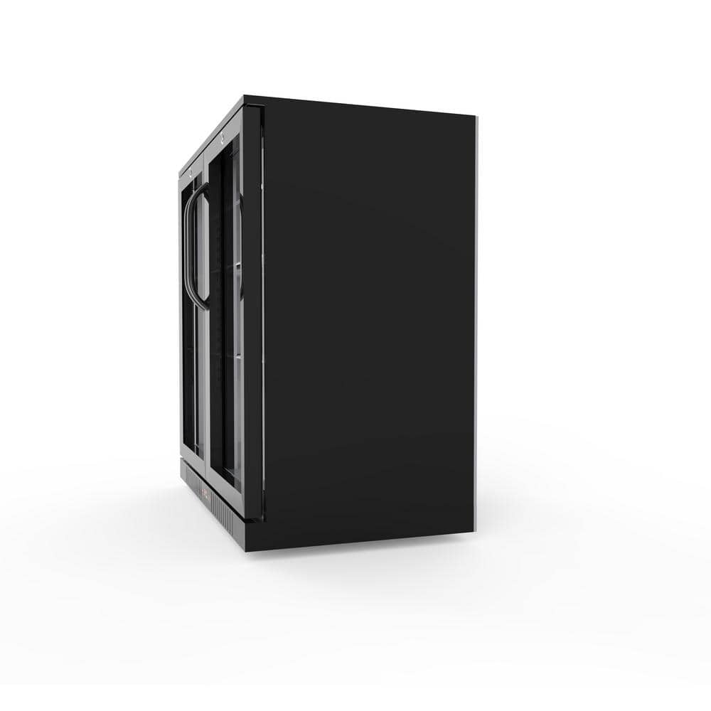 Black Glass Two-Door LED-Lit Back Bar Refrigerator