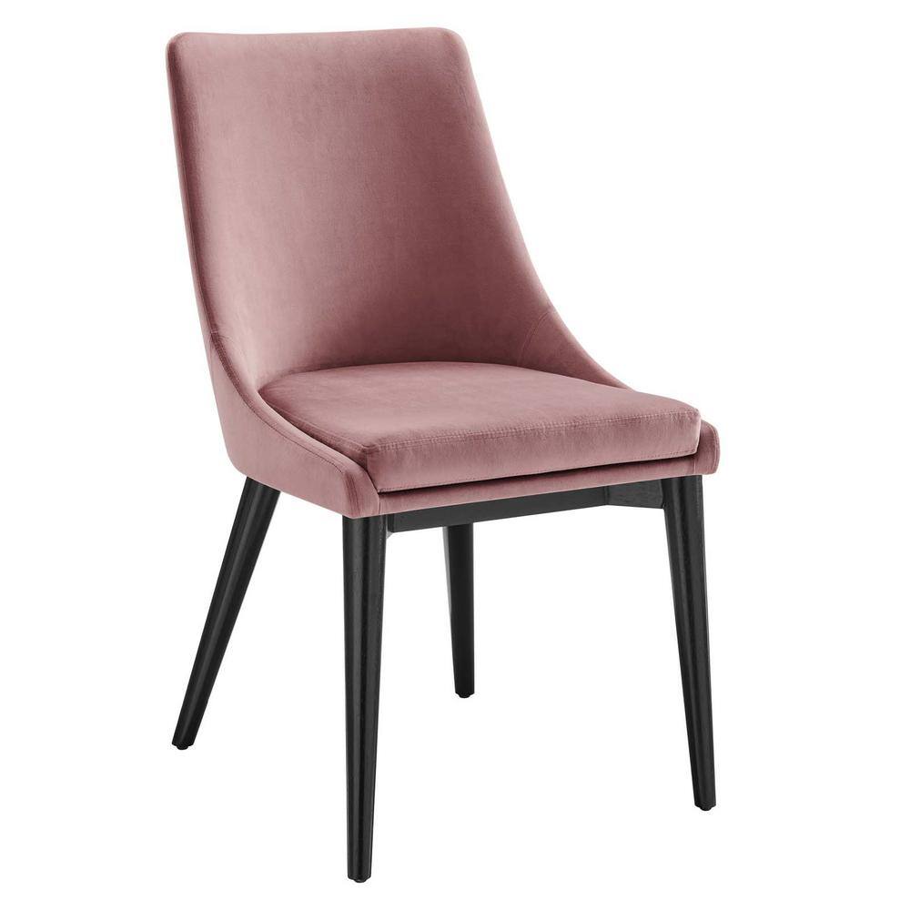 Dusty Rose Velvet Upholstered Side Chair with Wood & Metal Frame