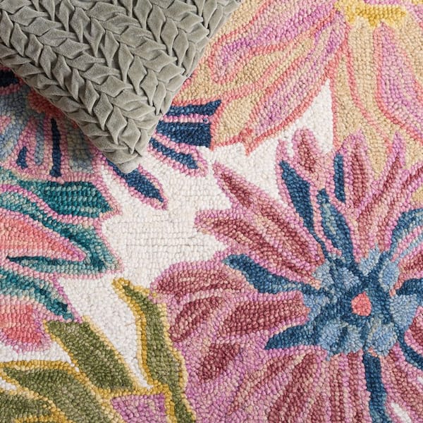 SAFAVIEH Jardin 5 ft. x 8 ft. Pink/Rust Floral Oversized Border