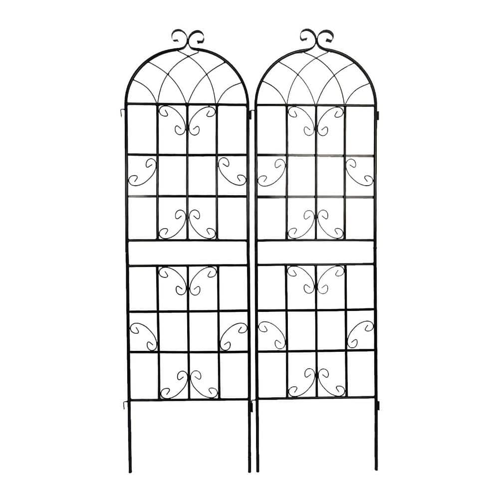 71 in. H 2-Pack Black Metal Garden Trellis Rustproof Trellis for Climbing P