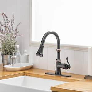 Single Handle Pull Down Sprayer Kitchen Faucet with 3 Spray Mode, Pull Out Faucet for Kitchen Sink in Oil Rubbed Bronze