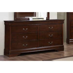 15.75 in. Brown 6-Drawer Wooden Dresser Without Mirror