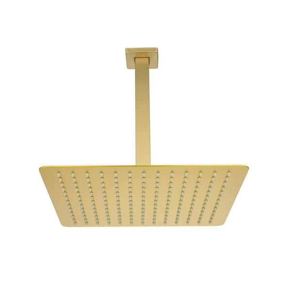 Unbranded 1-Spray Patterns with 1.8 GPM 7 in. Wall Mount Rain Fixed Shower Head in Brushed Gold