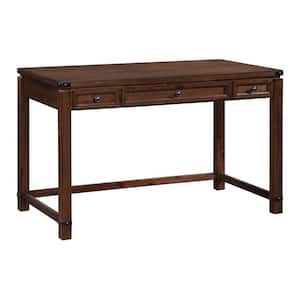 Baton Rouge 48 in. Rectangular Brushed Walnut Wooden 3-Drawer Writing Desk