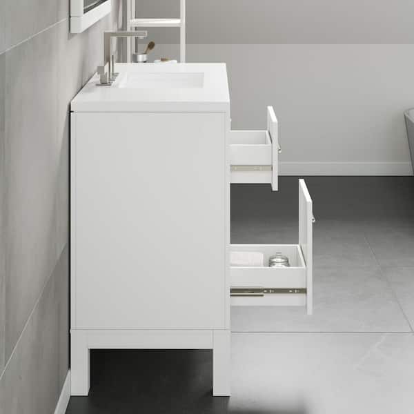 Cambridge 36 in. Single Sink White Bath Vanity with White Quartz Top (Assembled)