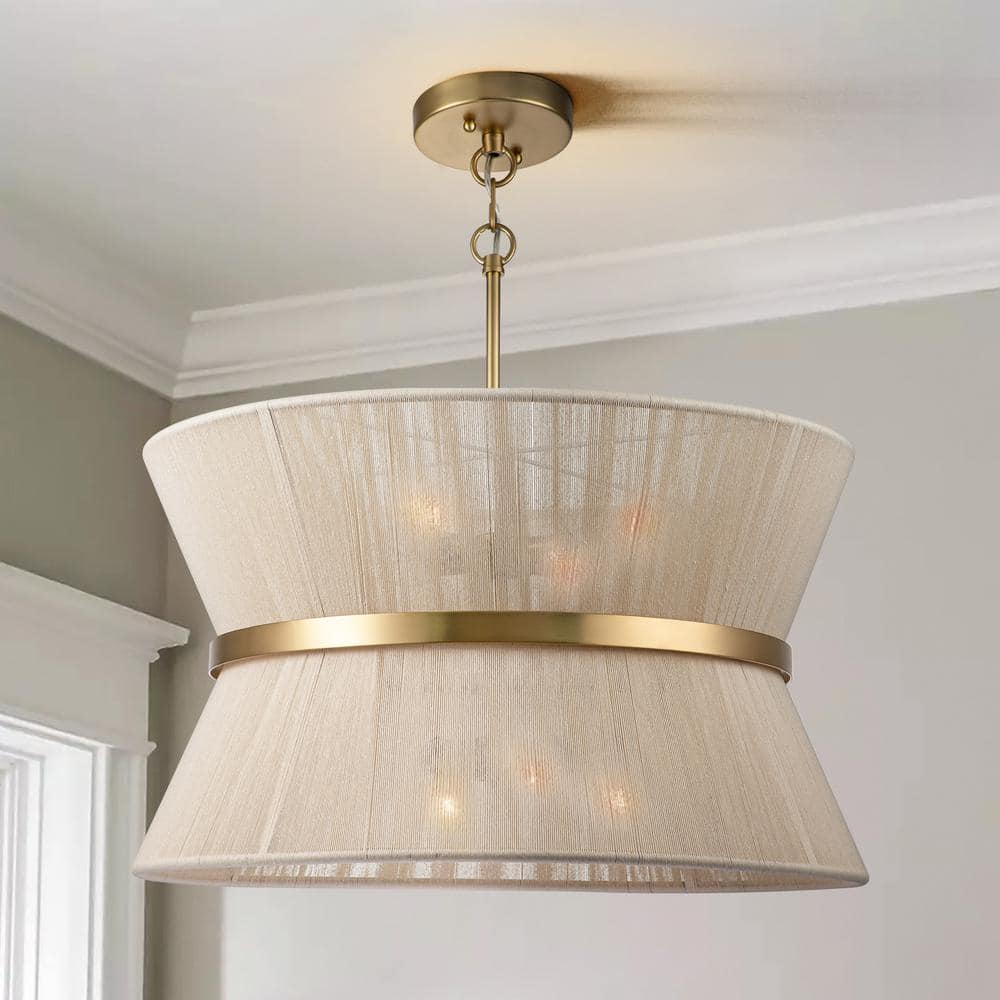 Tabor 8-Light Modern Boho Brass Natural Ivory Hand-woven Rope Pendant Light Fabric Hourglass Tapered Drum Chandelier price history on PriceWatchPro