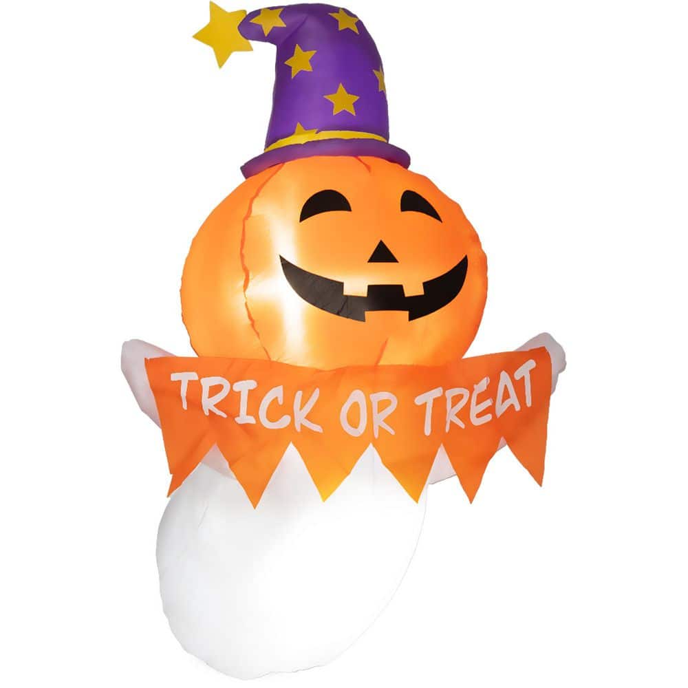 3.5 ft Inflatable Halloween Decoration, Window Sticker Ghost with Orange Face, Blow Up Outdoor LED Yard Display price history on PriceWatchPro