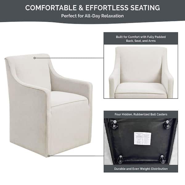Elaine Cream Dining Armchair with Caster