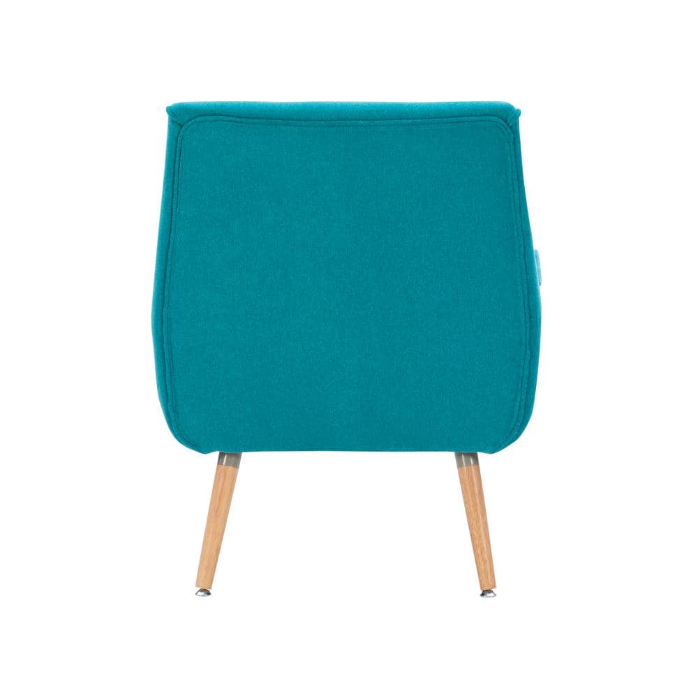 Modern Retro Bright Blue Wood Accent Chair with Button Tufting