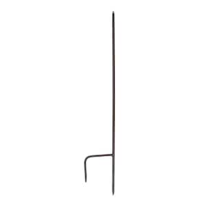 36 in. Tall Roman Bronze Powder Coat Wrought Iron Simple Threaded Stake with 2-Pronged Foot