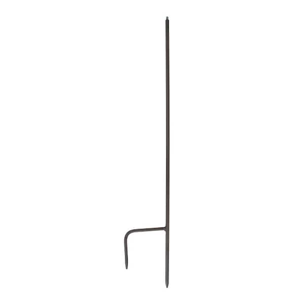 ACHLA DESIGNS 36 in. Tall Roman Bronze Powder Coat Wrought Iron Simple Threaded Stake with 2-Pronged Foot