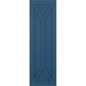 15 in. x 26 in. PVC True Fit San Carlos Mission Style Fixed Mount Flat Panel Shutters Pair in Sojourn Blue