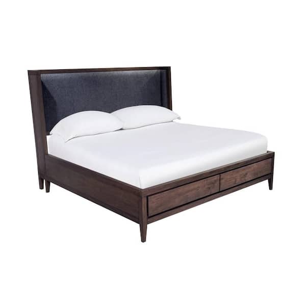 Enzo Brown Wood Frame King Panel Bed with Storage