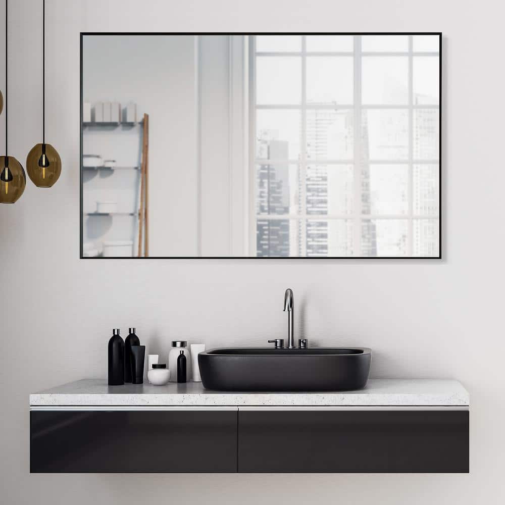 Elegant 48" Silver and Gold Aluminum Bathroom Vanity Mirror