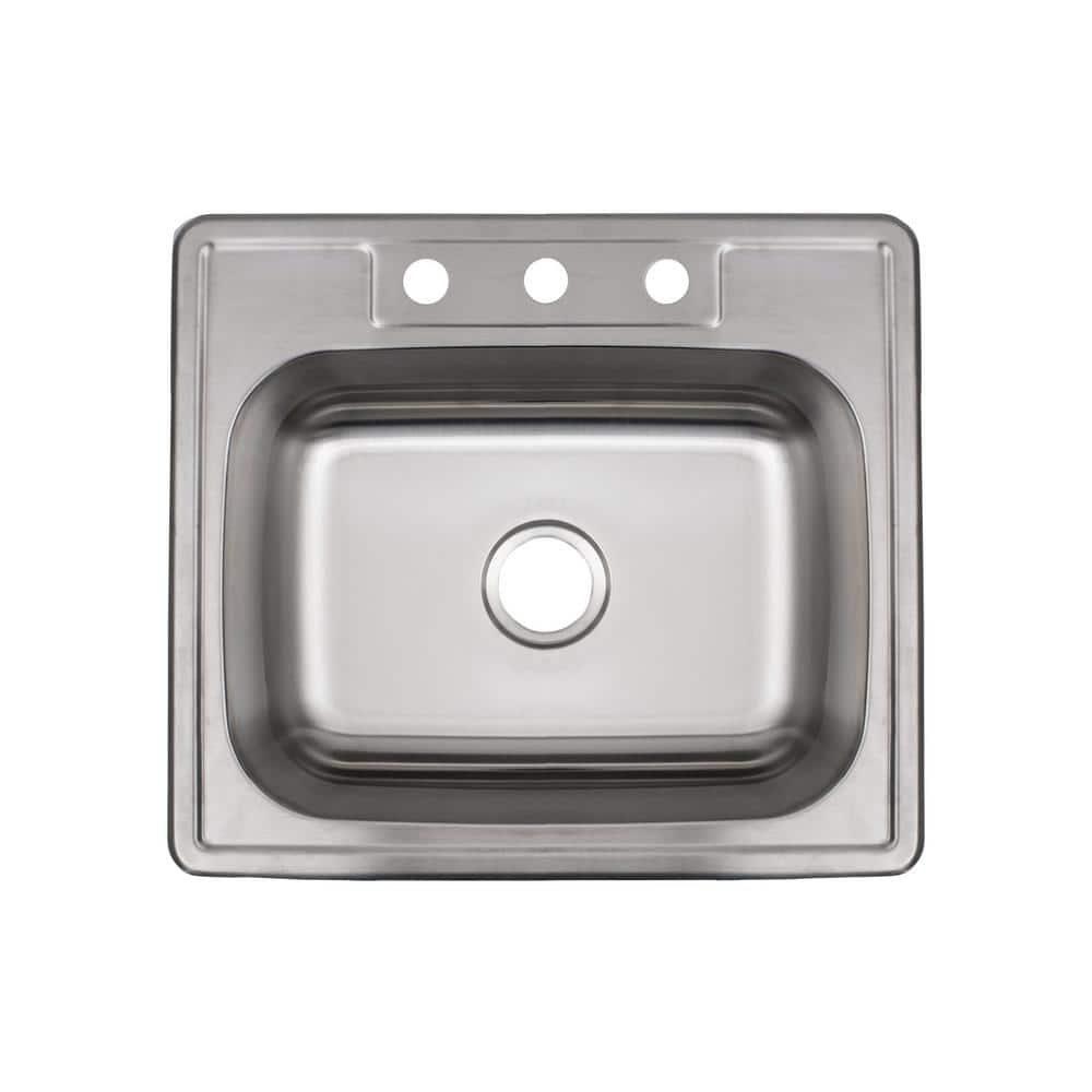 Strictly Kitchen and Bath 25 in. Drop-In Single Bowl 20-Gauge Stainless Steel Kitchen Sink price history on PriceWatchPro