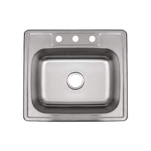 Strictly Kitchen and Bath 25 in. Drop-In Single Bowl 20-Gauge Stainless Steel Kitchen Sink