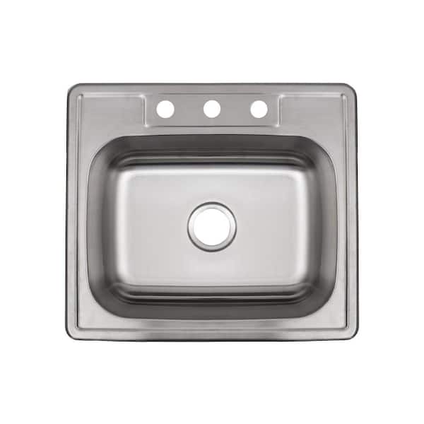 S STRICTLY KITCHEN + BATH Strictly Kitchen and Bath 25 in. Drop-In Single Bowl 20-Gauge Stainless Steel Kitchen Sink