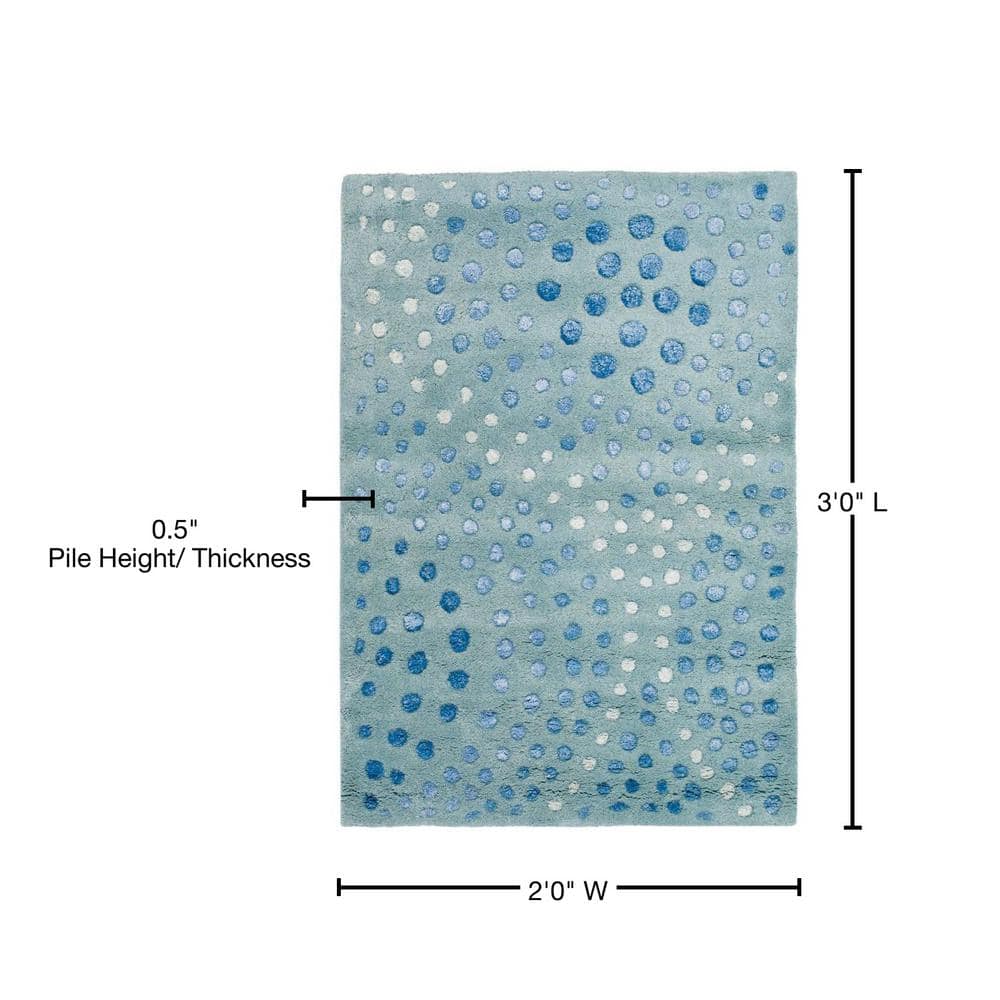 Light Blue Wool and Viscose Tufted Handmade Rug, 2' x 3'