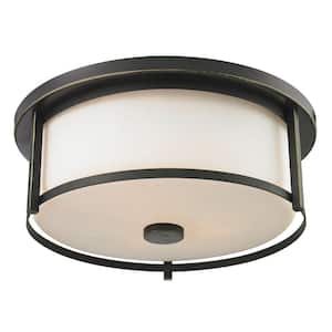 Lacy 3-Light Olde Bronze Steel Modern Flush Mount with Matte Opal Glass Shades