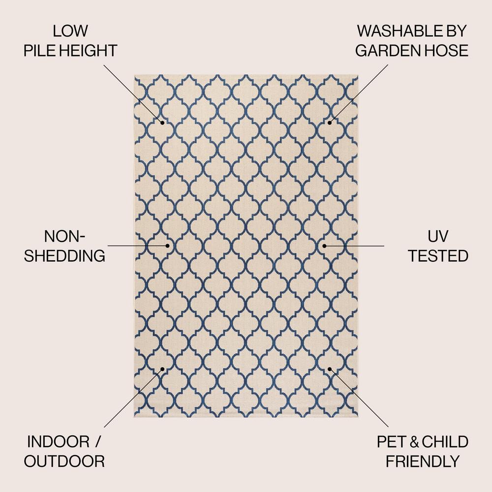 Arabesque Gray Synthetic Trellis Rectangular Rug 3x5