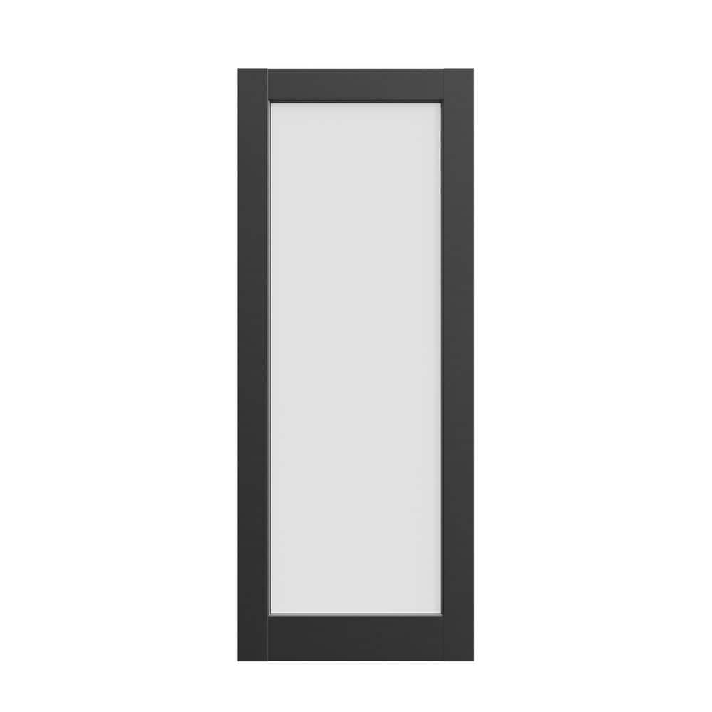 24 in. x 80 in. Yero Modern 1-Lite Black Primed Solid Core MDF Interior Door Slab with Frosted Glass French Door Slab price history on PriceWatchPro