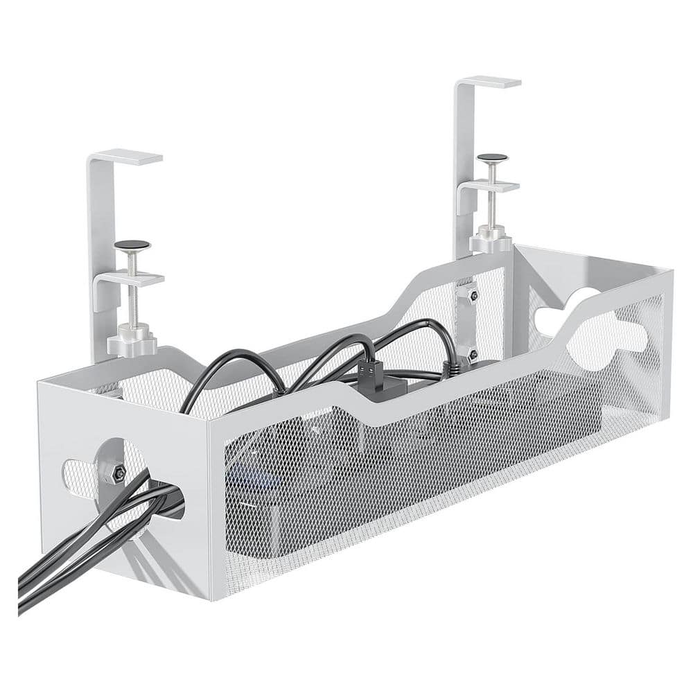 Under Desk Cable Management Tray No Damage to Desk Standing Desk Cord Organizer Easy Install White 15.95 in. price history on PriceWatchPro