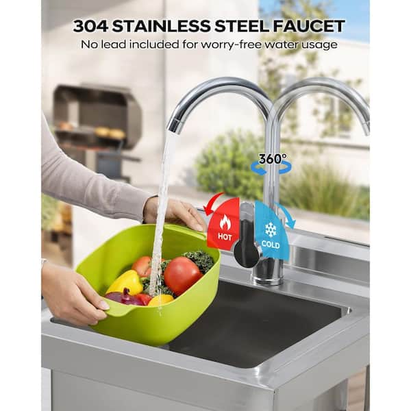 Garvee Stainless Steel Utility Sink, 20 x 20 in Small Freestanding