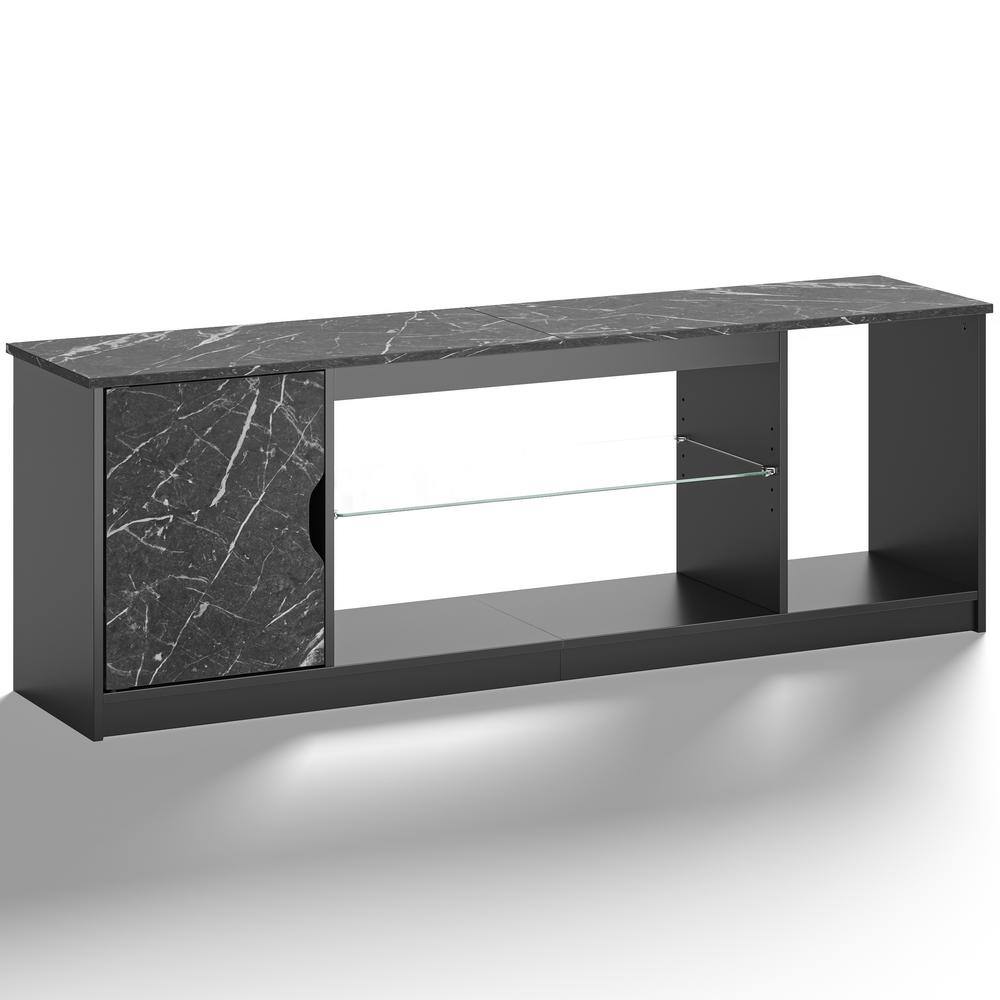 Bestier 58 In. Black Marble Color Gaming TV Stand Fits TV's Up To 65 In ...