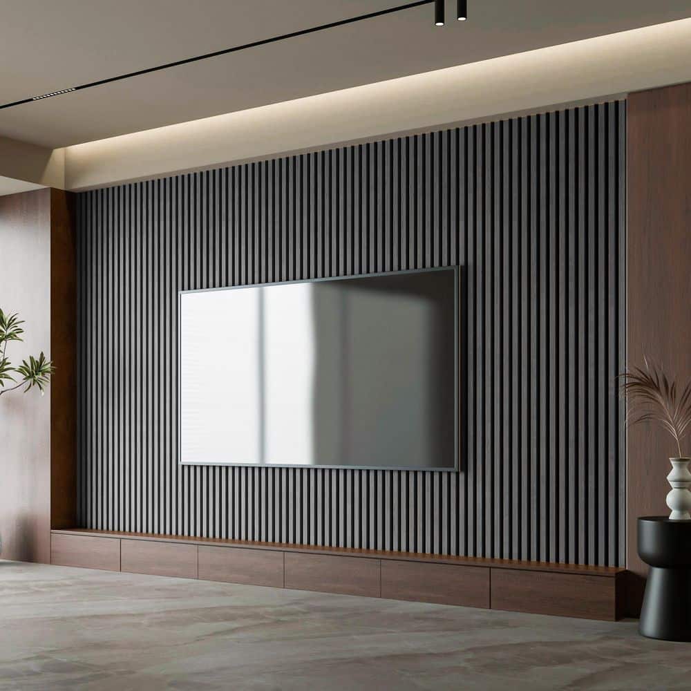 Art3d 2Pcs 4/5in. x 2ft. x 8ft. Black Finished MDF Shiplap