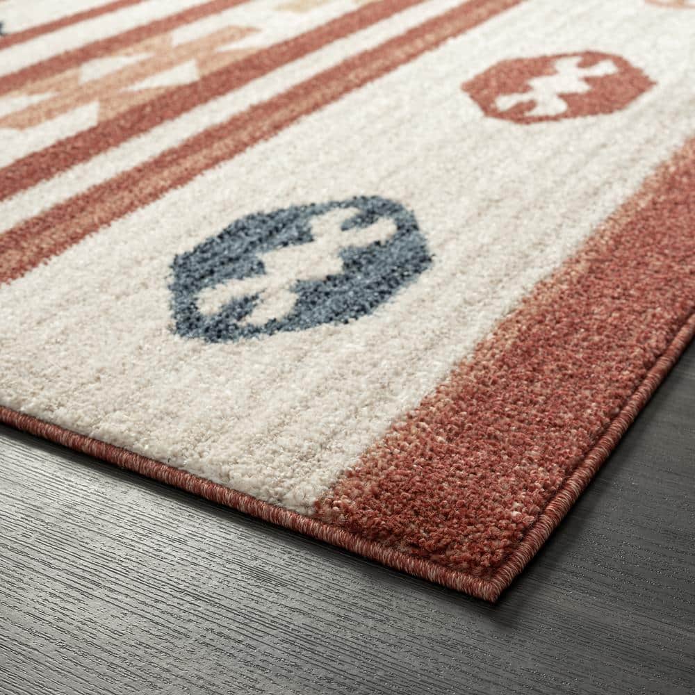Southwestern Red and Beige 8' x 10' Synthetic Area Rug