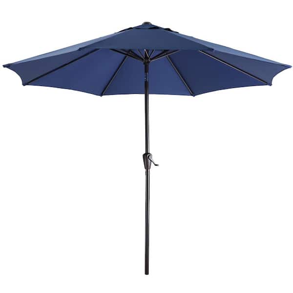 Toelating vriendelijke groet sleuf Clihome 9 ft. Steel Market Tilt Pation Umbrella in Dark Blue with Push  Button CHSM-01A-DB - The Home Depot