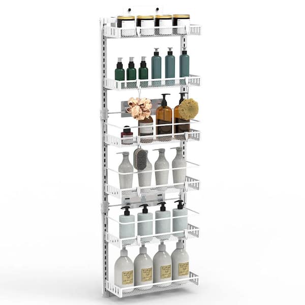 6-Tier White Carbon Steel Over The Door Pantry Organizer, 110 lbs. Loading Easy Install for Closet, Kitchen, Bathroom