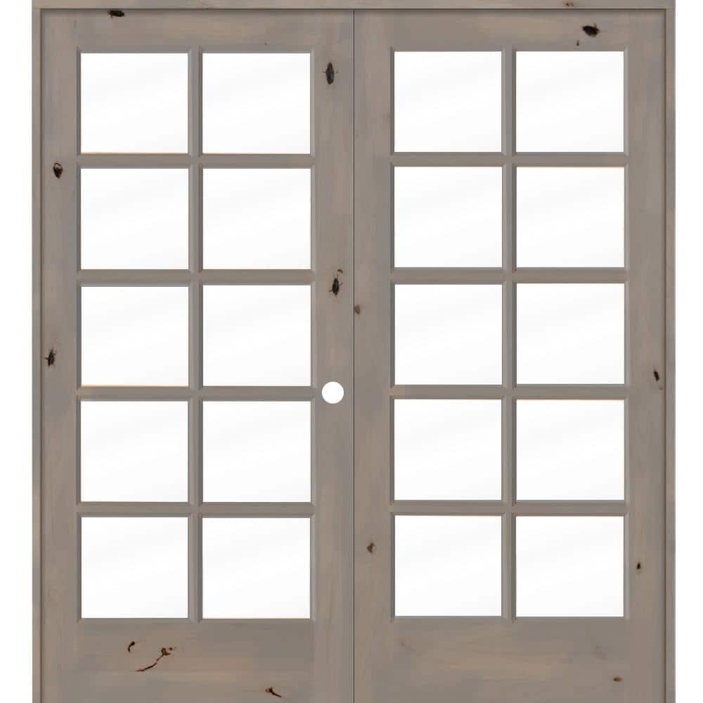 72 in. x 80 in. Knotty Alder Left-Handed 10-Lite Clear Glass Grey Stain Wood Double Prehung French Door price history on PriceWatchPro