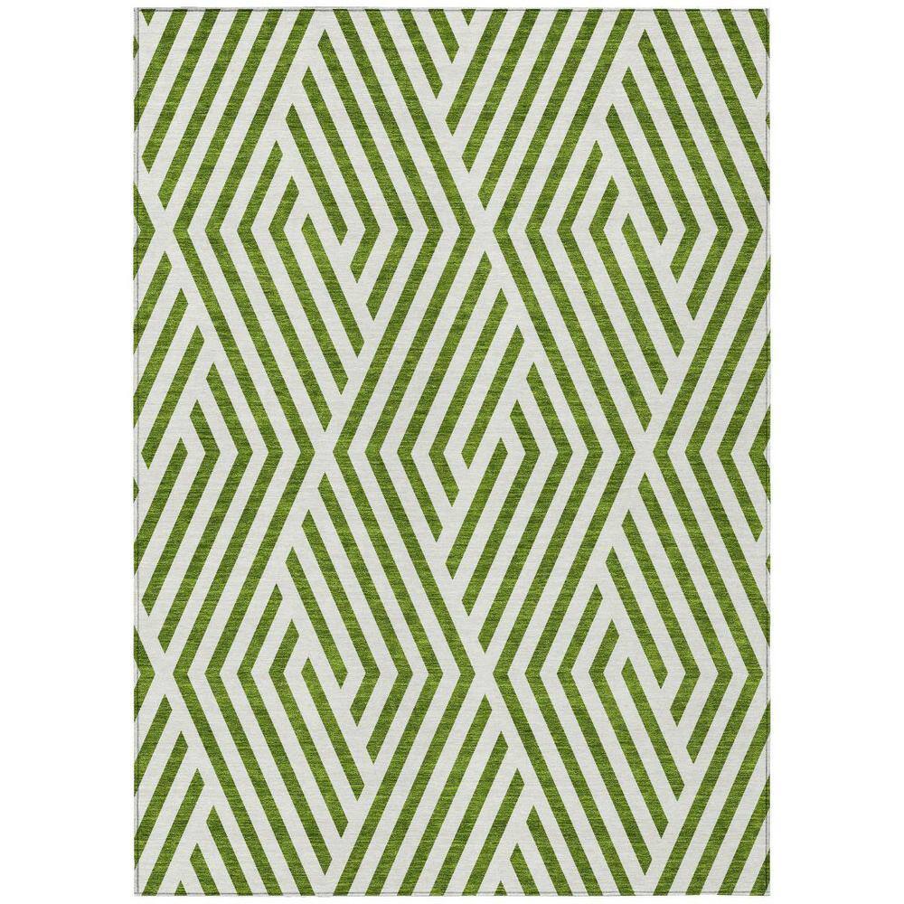 Lime Green and White 5 ft. x 8 ft. Woven Geometric Rectangle Indoor/Outdoor Area Rug price history on PriceWatchPro