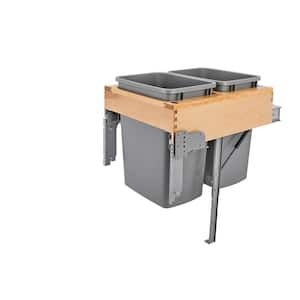 Double 35 Qt. Pull-Out Top Mount Maple and Silver Container with Rev-A-Motion Soft-Close