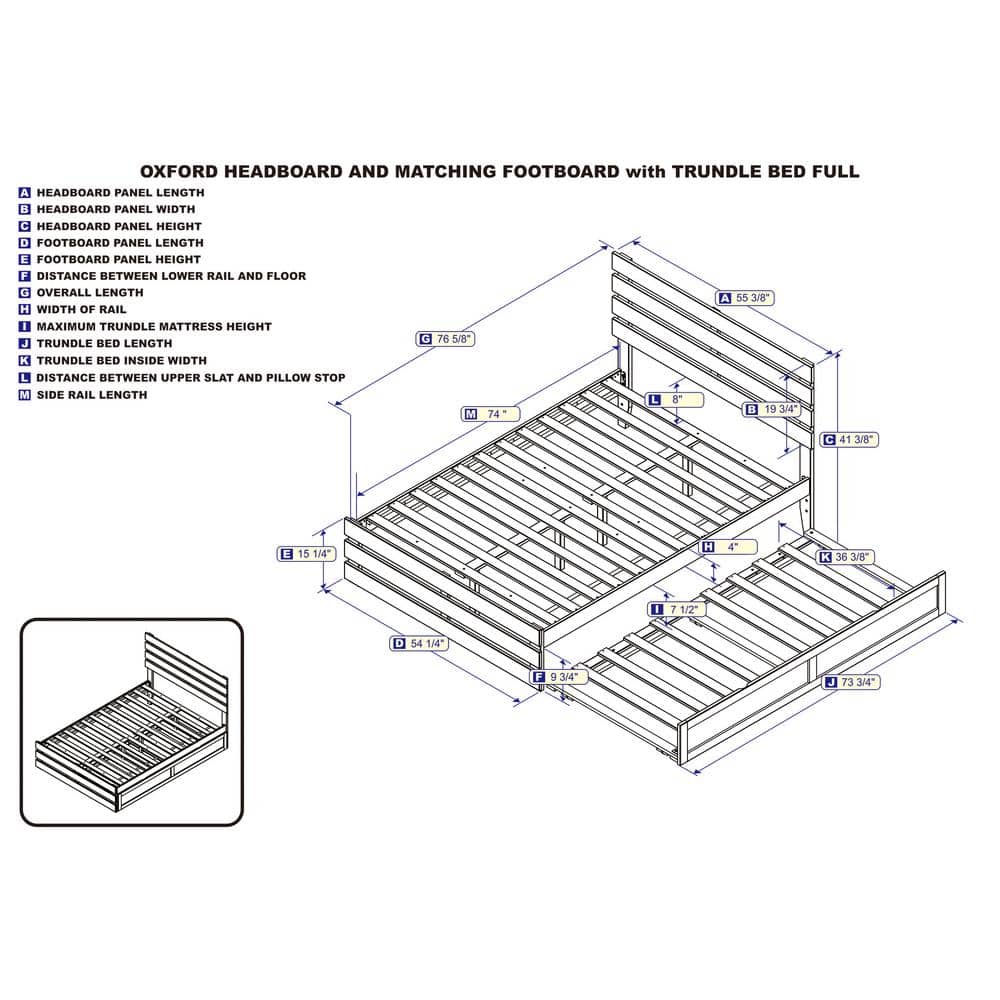 Espresso Full Wood Platform Bed with Trundle and Headboard