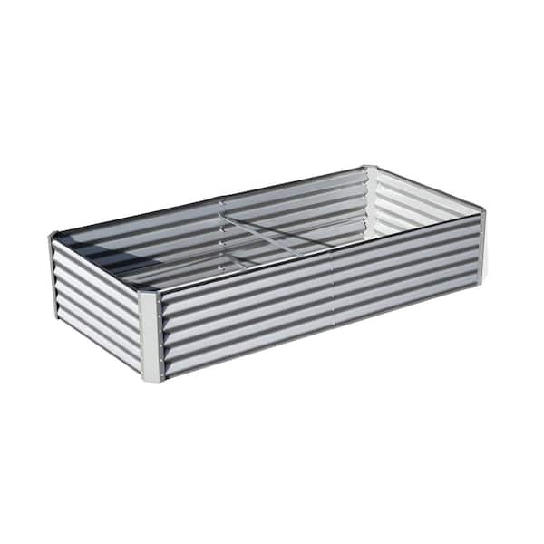 Unbranded 94.49 in. x 47.25 in. x 17.72 in. Outdoor Steel Raised Garden Bed Large Metal Planter Box for Vegetables Flowers, Silver