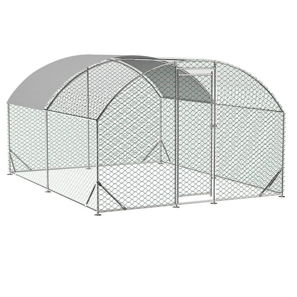 9 ft. x 13 ft. x 6 ft. Large Dome Shaped Walk-in Metal Chicken Coop with Waterproof and Anti-UV Cover,Poultry Fencing